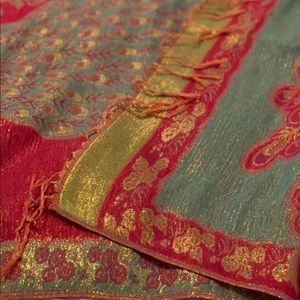 Reversible Peacock Design Scarf / Shawl / Wrap